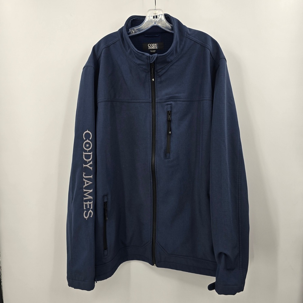 Cody James Core Mens XXL Navy Blue Softshell Jacket Grid Fleece Lined Full Zip
